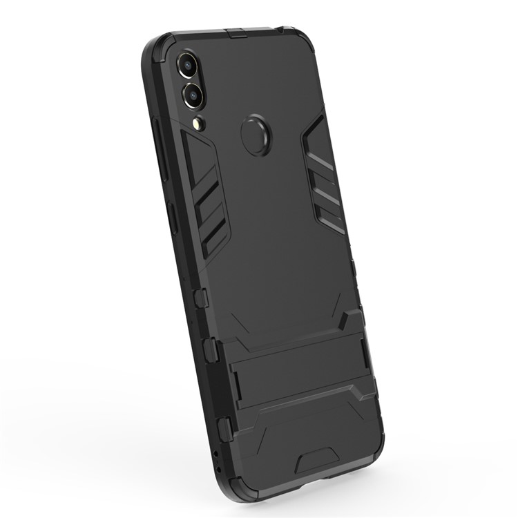 Cool Guard Plastic TPU Hybrid Phone Case with Kickstand for Huawei Honor 8C - Black-4