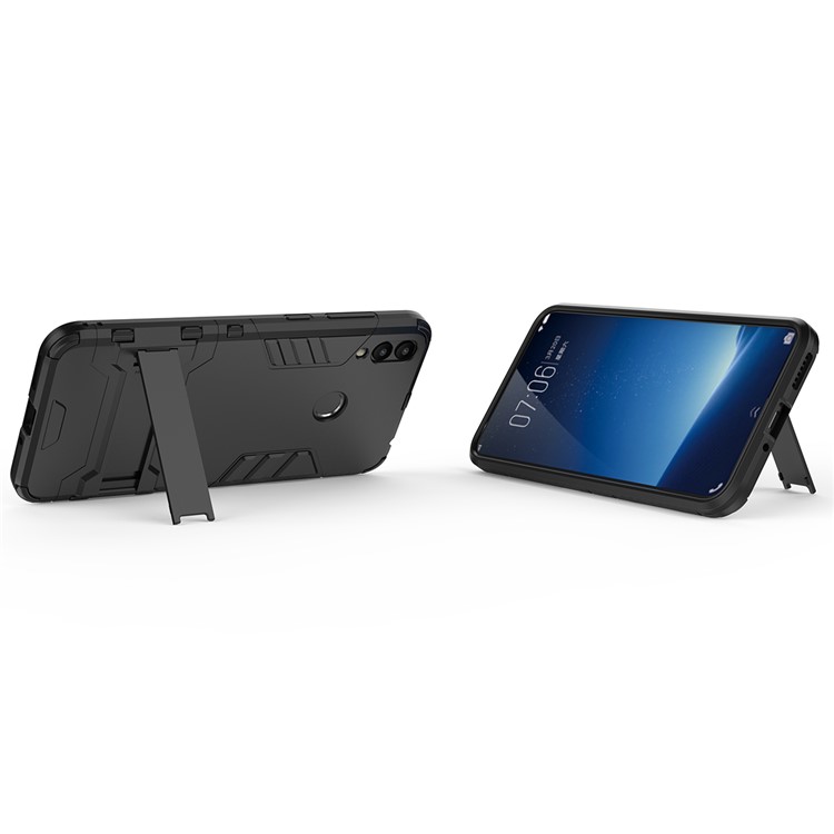 Cool Guard Plastic TPU Hybrid Phone Case with Kickstand for Huawei Honor 8C - Black-7
