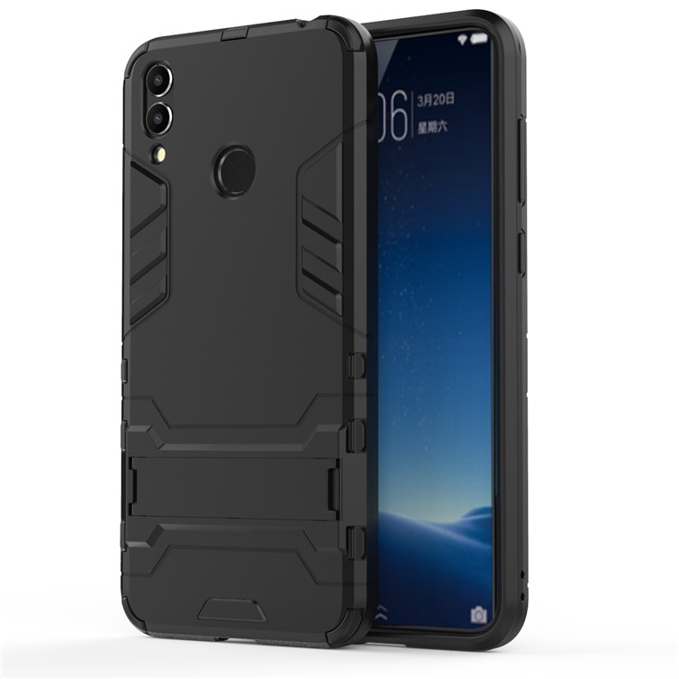 Cool Guard Plastic TPU Hybrid Phone Case with Kickstand for Huawei Honor 8C - Black-8