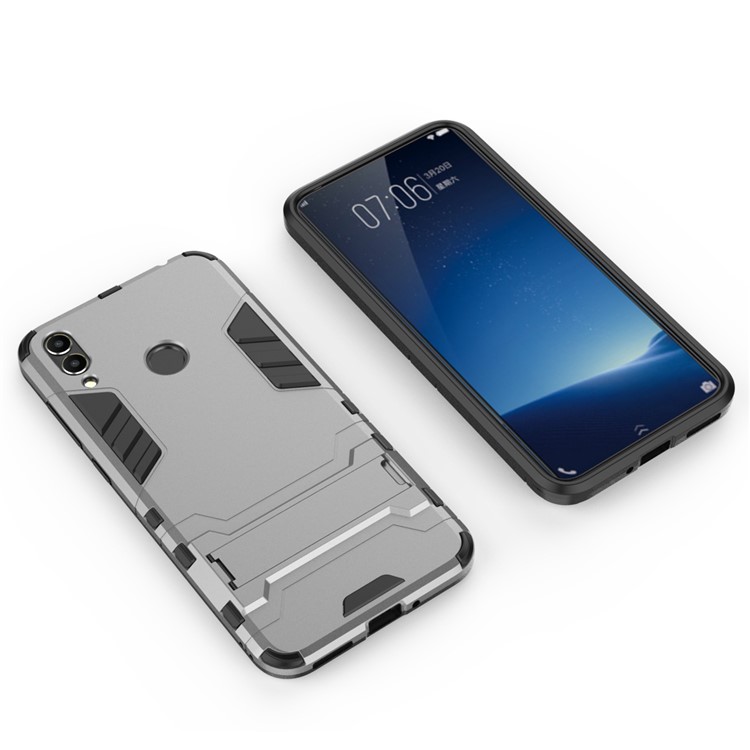 Cool Guard Plastic TPU Hybrid Phone Shell with Kickstand for Huawei Honor 8C - Grey-2