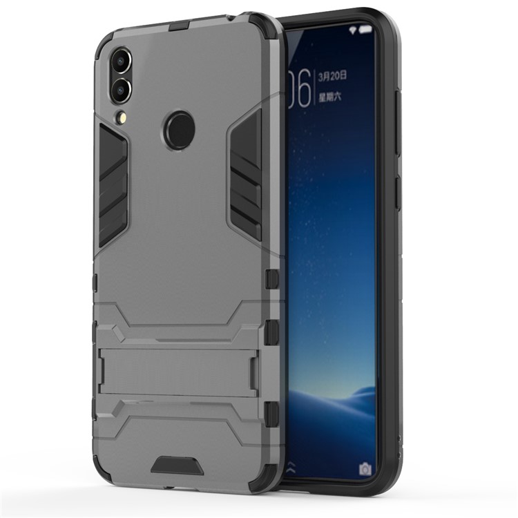 Cool Guard Plastic TPU Hybrid Phone Shell with Kickstand for Huawei Honor 8C - Grey-5