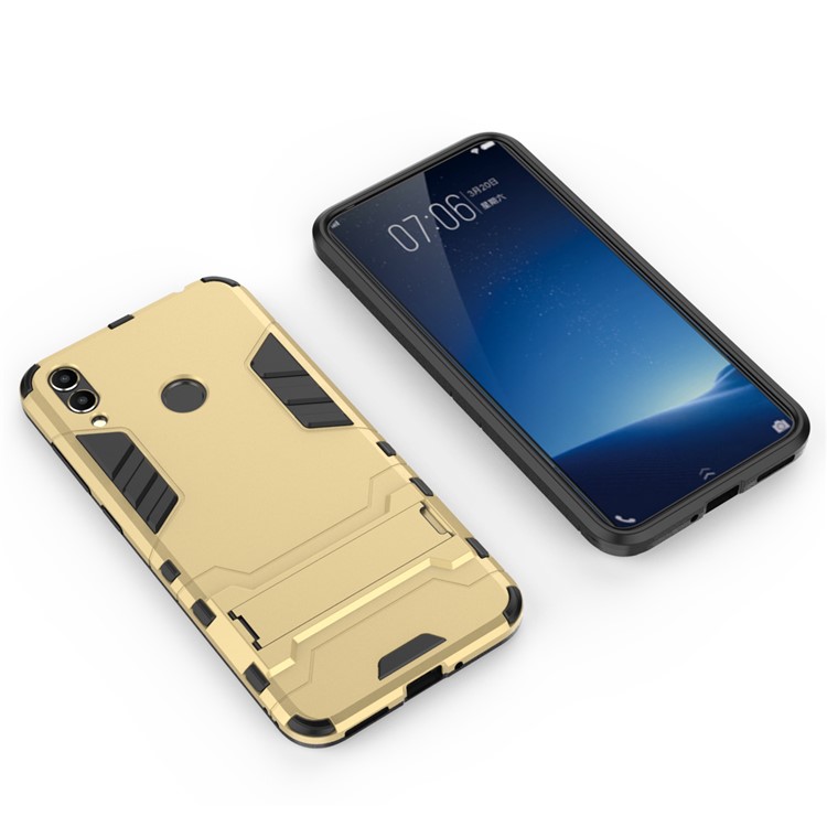 Cool Guard Plastic TPU Hybrid Cellphone Cover with Kickstand for Huawei Honor 8C - Gold-2
