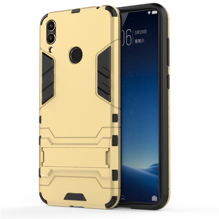 Cool Guard Plastic TPU Hybrid Cellphone Cover with Kickstand for Huawei Honor 8C - Gold-5