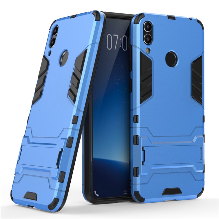 Cool Guard Plastic TPU Hybrid Casing Cover with Kickstand for Huawei Honor 8C - Baby Blue-1