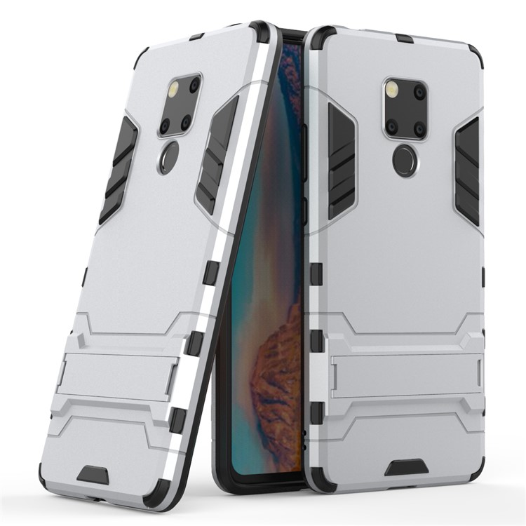 Plastic + TPU Hybrid Cover with Kickstand for Huawei Mate 20 X - Silver-1