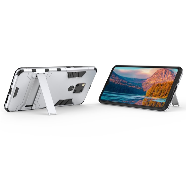 Plastic + TPU Hybrid Cover with Kickstand for Huawei Mate 20 X - Silver-3