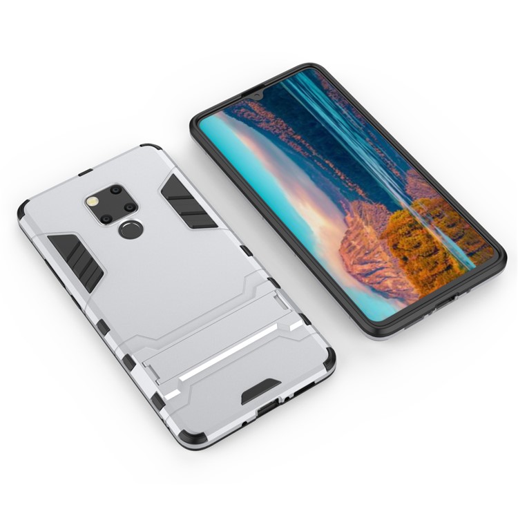 Plastic + TPU Hybrid Cover with Kickstand for Huawei Mate 20 X - Silver-4