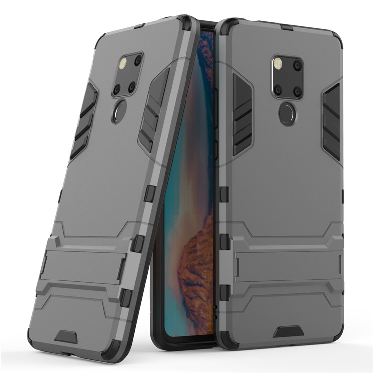 Plastic + TPU Hybrid Shell with Kickstand for Huawei Mate 20 X - Grey-1