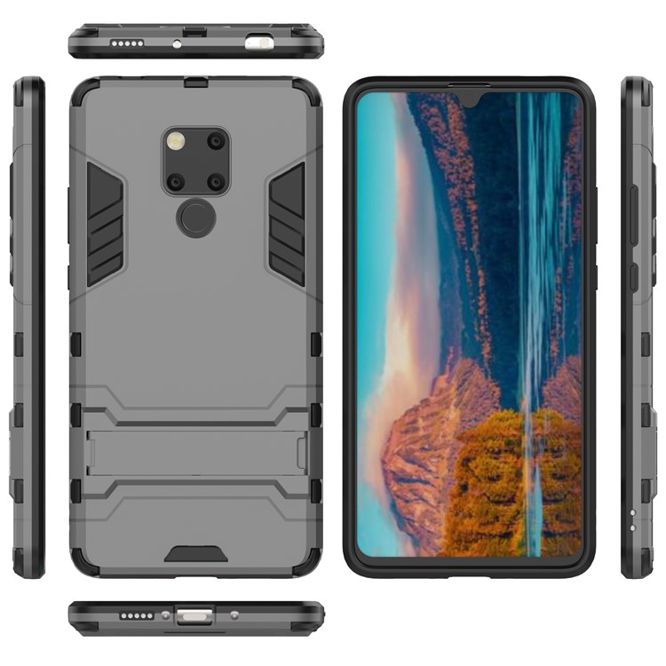 Plastic + TPU Hybrid Shell with Kickstand for Huawei Mate 20 X - Grey-2