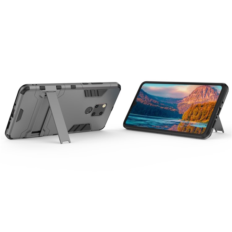 Plastic + TPU Hybrid Shell with Kickstand for Huawei Mate 20 X - Grey-3