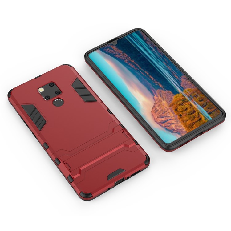 Custodia Ibrida di Plastica + TPU Con Cavalletto Per Huawei Mate 20 X - Rosso