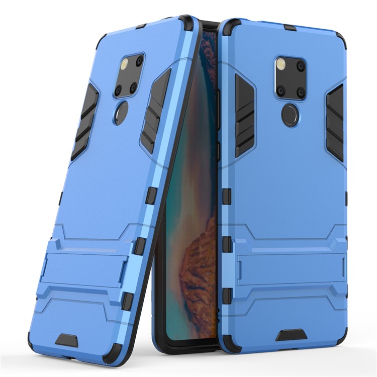 Plastic + TPU Hybrid Cover Shell Case with Kickstand for Huawei Mate 20 X - Baby Blue-1