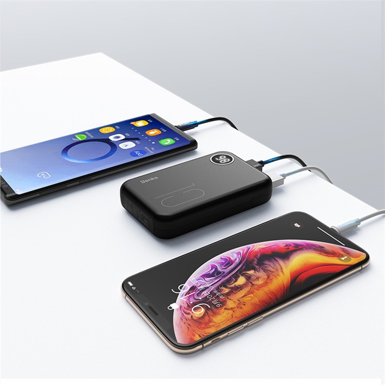 BENKS 10000mah Duale, Tragbare USB-Powerbank Mit 8-Pin / Typ-C / Micro-USB-Eingängen - Schwarz-3