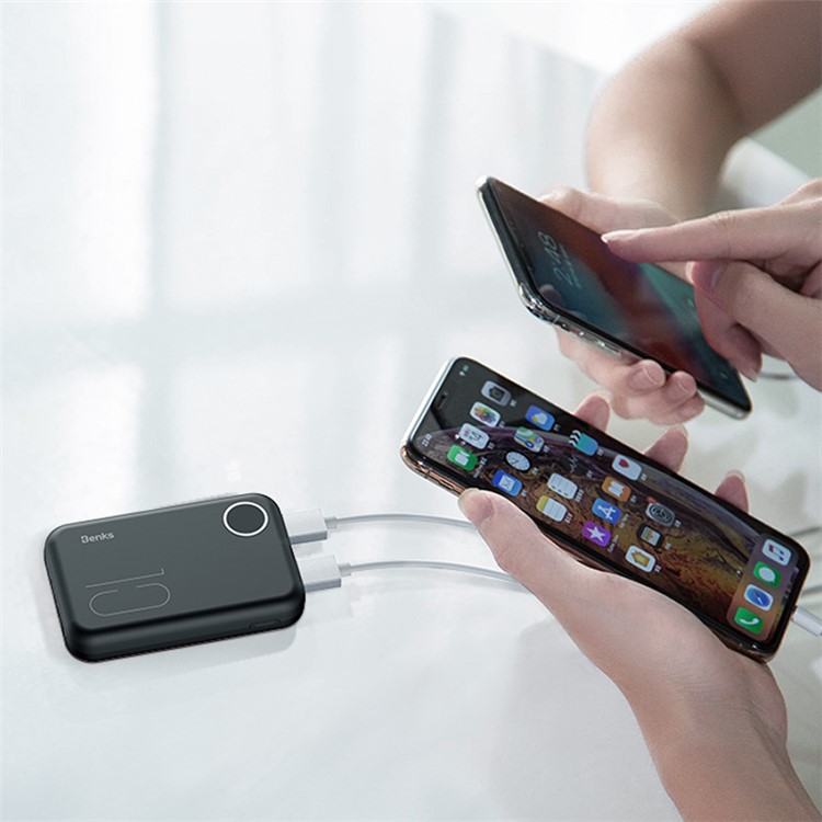 BENKS 10000mah Duale, Tragbare USB-Powerbank Mit 8-Pin / Typ-C / Micro-USB-Eingängen - Schwarz-5