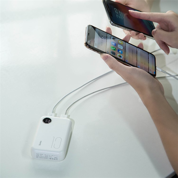 BENKS 10000mAh Dual USB Power Bank Charger Digital Display Smart Identification - White-2