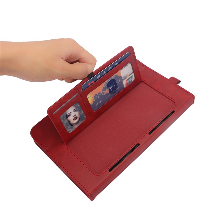 Flip Card Slots Stand Leather Tablet Cover for Huawei Mediapad M5 Pro 10.8 inch - Red-10