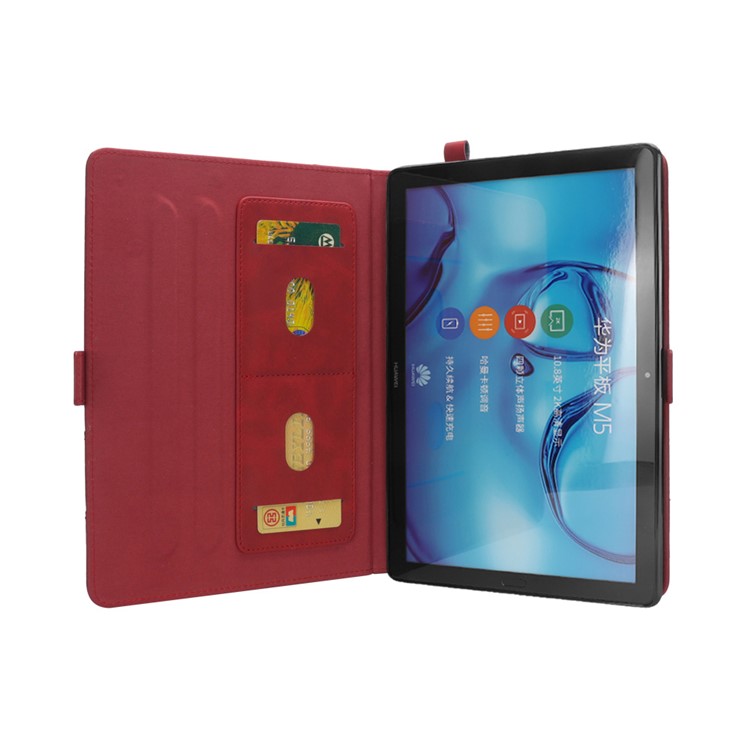 Flip Card Slots Stand Leather Tablet Cover for Huawei Mediapad M5 Pro 10.8 inch - Red-4