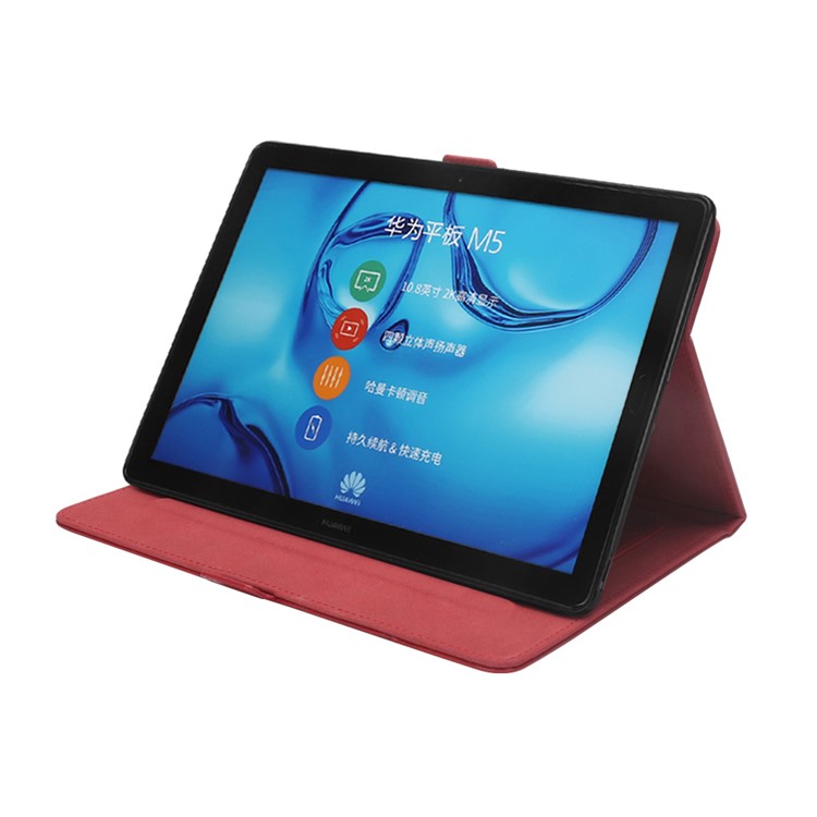 Flip Card Slots Stand Leather Tablet Cover for Huawei Mediapad M5 Pro 10.8 inch - Red-8