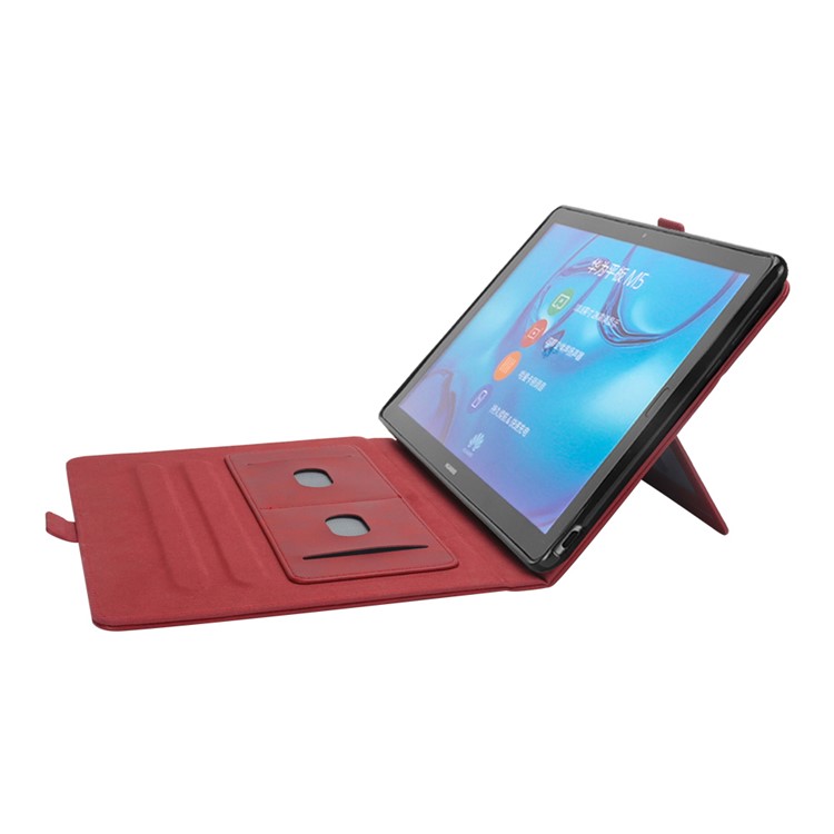 Flip Card Slots Stand Leather Tablet Cover for Huawei Mediapad M5 Pro 10.8 inch - Red-9