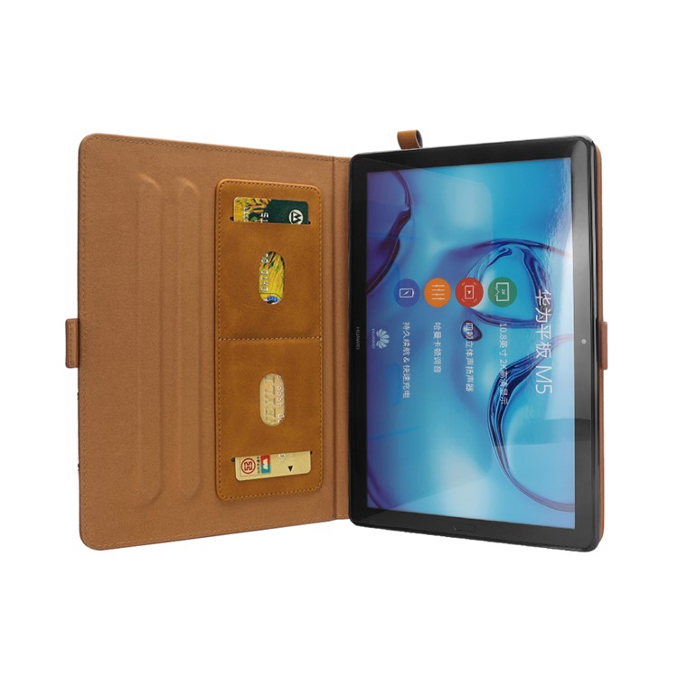 Flip Card Slots Stand Leather Tablet Accessory Shell for Huawei Mediapad M5 Pro 10.8 inch - Brown-4