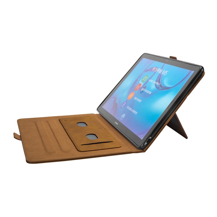 Flip Card Slots Stand Leather Tablet Accessory Shell for Huawei Mediapad M5 Pro 10.8 inch - Brown-9