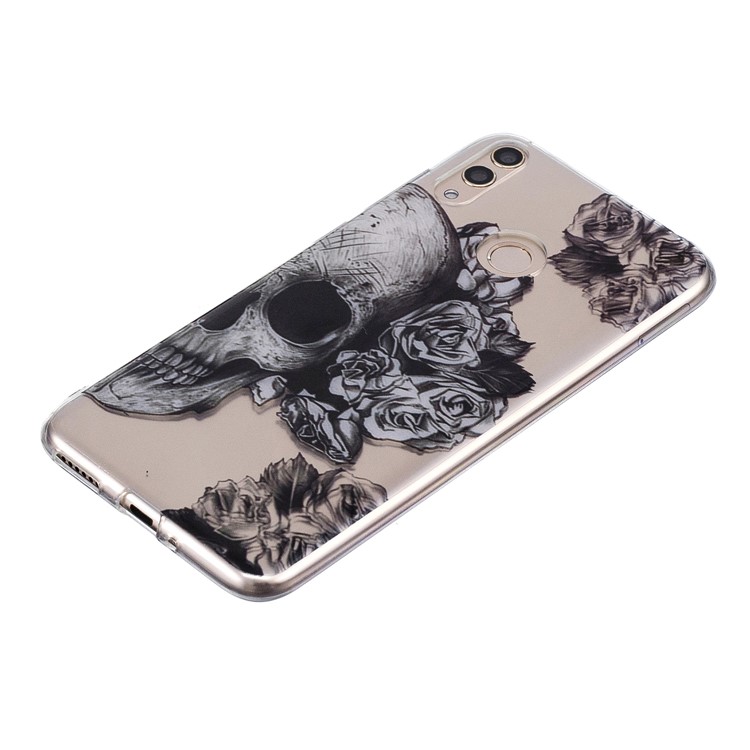 Pattern Printing IMD TPU Soft Case for Huawei Honor 8X / Honor View 10 Lite - Flowers and Skull-2