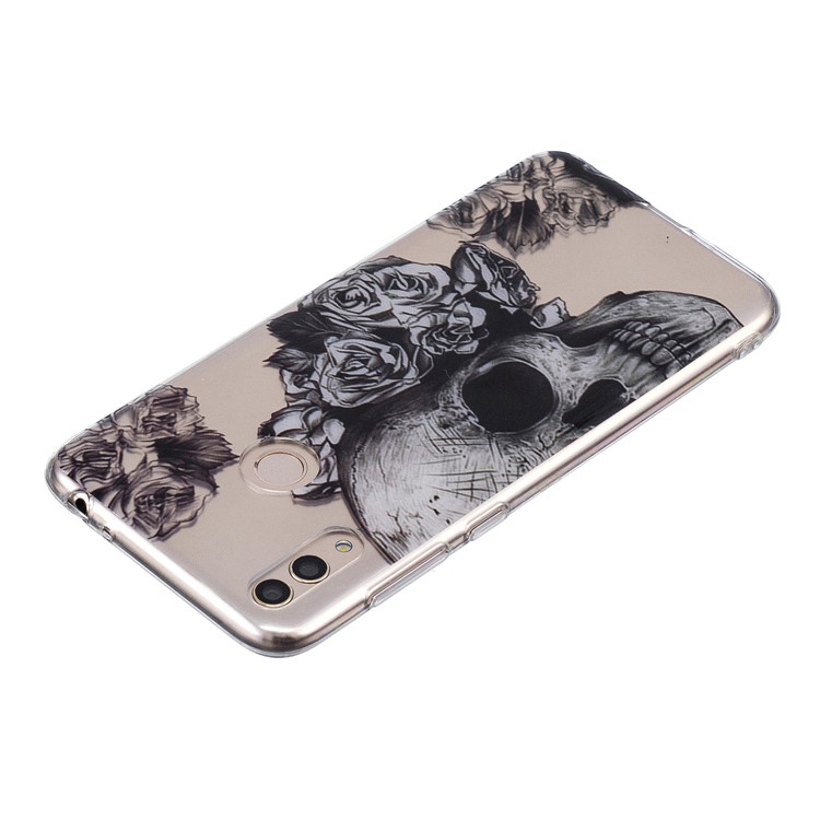 Pattern Printing IMD TPU Soft Case for Huawei Honor 8X / Honor View 10 Lite - Flowers and Skull-3