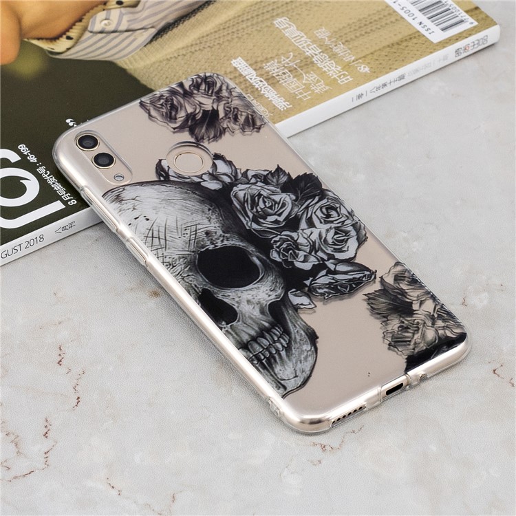 Pattern Printing IMD TPU Soft Case for Huawei Honor 8X / Honor View 10 Lite - Flowers and Skull-4