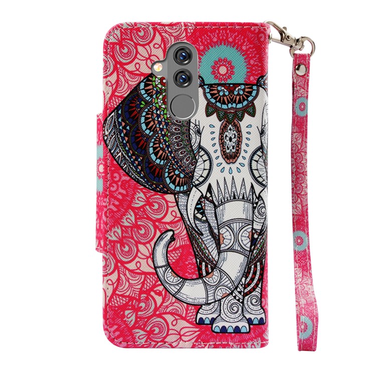Pattern Printing Cross Texture Leather Wallet Cover for Huawei Mate 20 Lite - Elephant-3