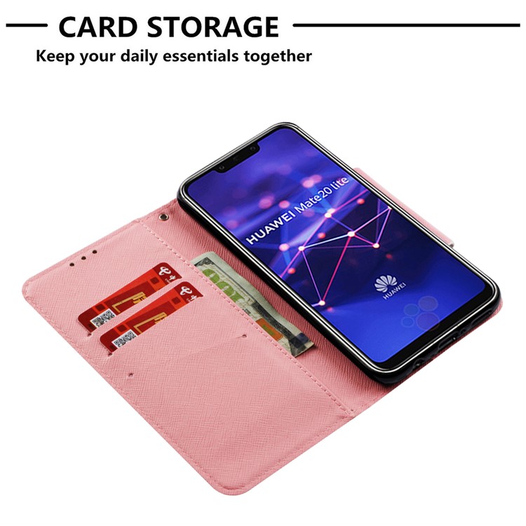 Pattern Printing Cross Texture Leather Wallet Cover for Huawei Mate 20 Lite - Elephant-8