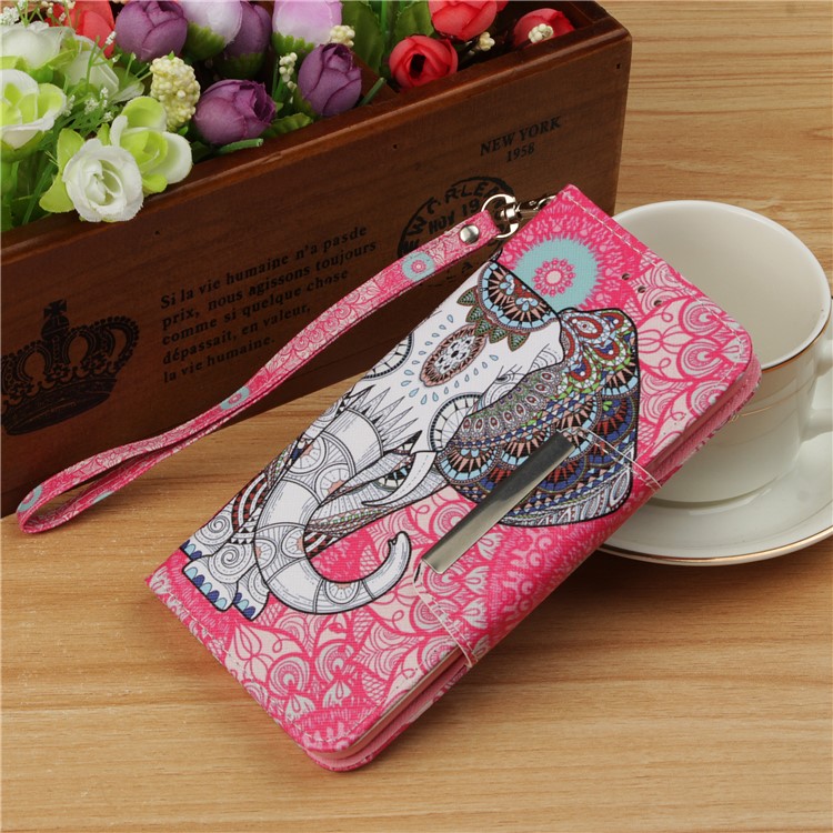 Pattern Printing Cross Texture Leather Wallet Cover for Huawei Mate 20 Lite - Elephant-9