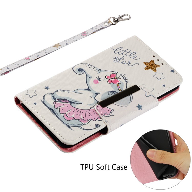 Pattern Printing Cross Texture Leather Wallet Case Cover for Huawei Mate 20 Lite - Elephant and Stars-5