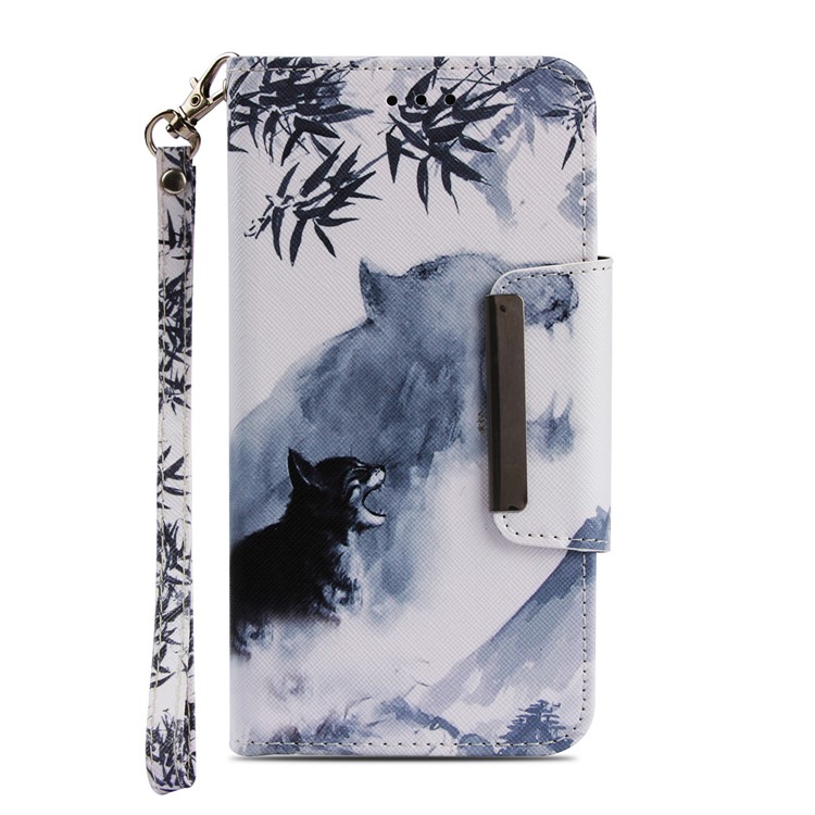 Pattern Printing Cross Texture Leather Wallet Phone Case for Huawei Mate 20 Lite - Wolf-2