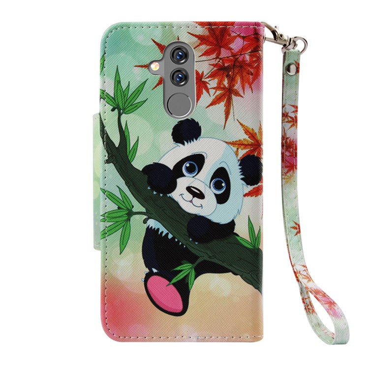 Pattern Printing Cross Texture Leather Wallet Cover Shell Case for Huawei Mate 20 Lite - Panda-3