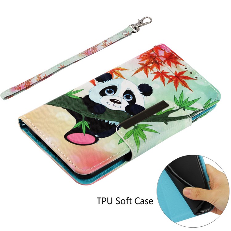 Pattern Printing Cross Texture Leather Wallet Cover Shell Case for Huawei Mate 20 Lite - Panda-5