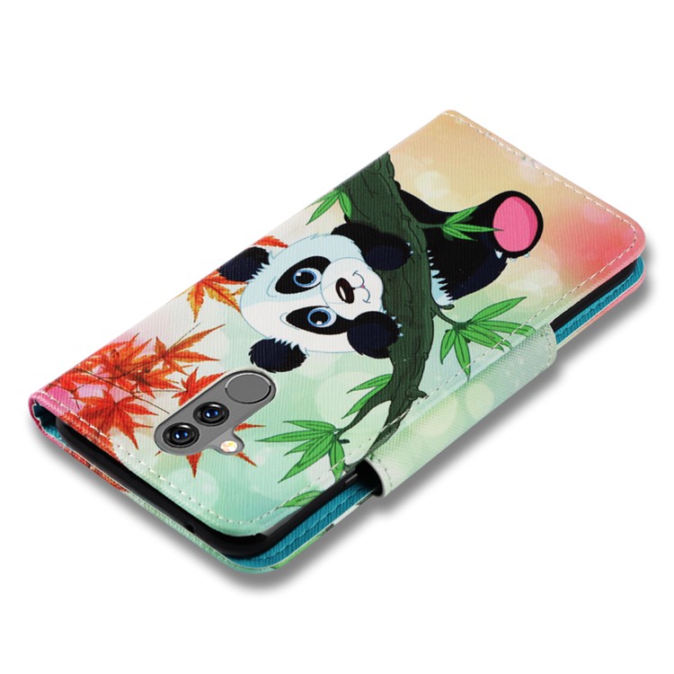 Pattern Printing Cross Texture Leather Wallet Cover Shell Case for Huawei Mate 20 Lite - Panda-7