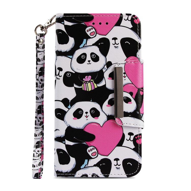 Pattern Printing Cross Texture Wallet Leather Stand Case for Huawei Mate 20 Lite - Panda and Heart-2