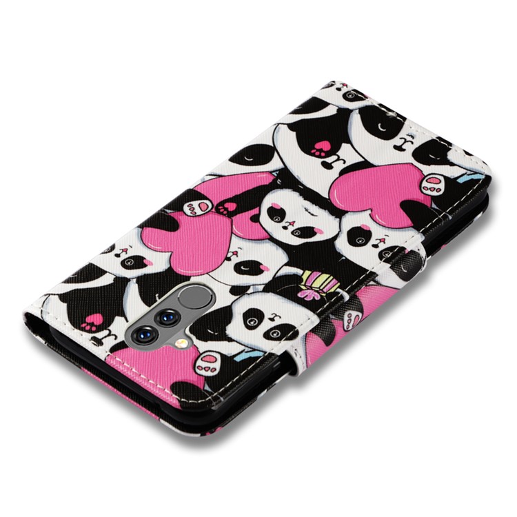 Pattern Printing Cross Texture Wallet Leather Stand Case for Huawei Mate 20 Lite - Panda and Heart-7