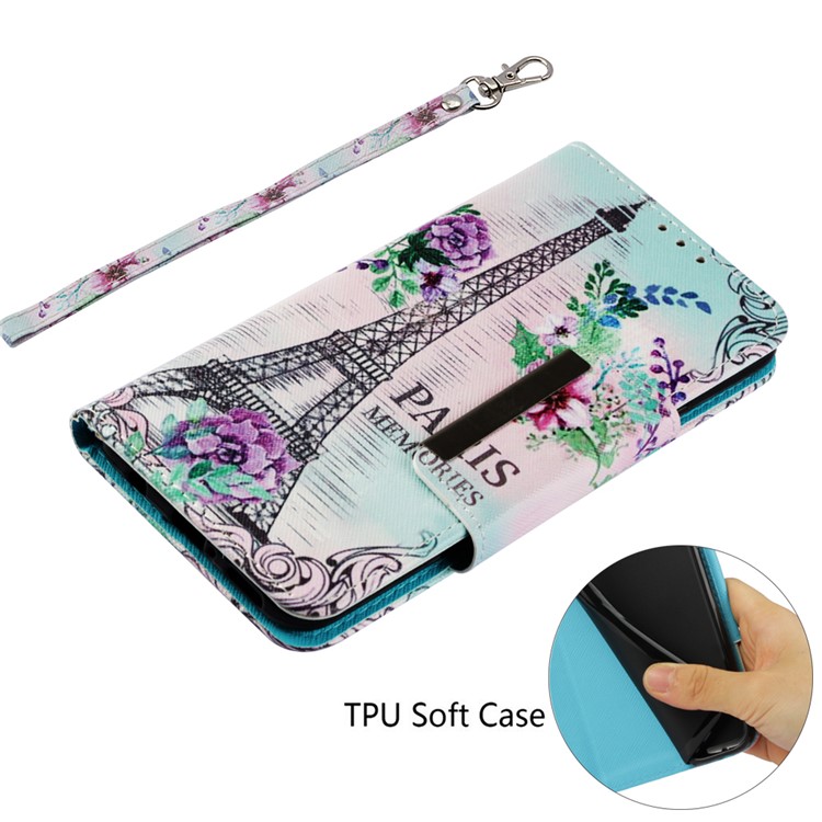 Pattern Printing Cross Texture Wallet Leather Protection Case for Huawei Mate 20 Lite - Eiffel Tower-5
