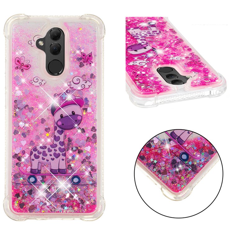 Patterned Quicksand TPU Shockproof Cell Phone Cover for Huawei Mate 20 Lite - Giraffe-1