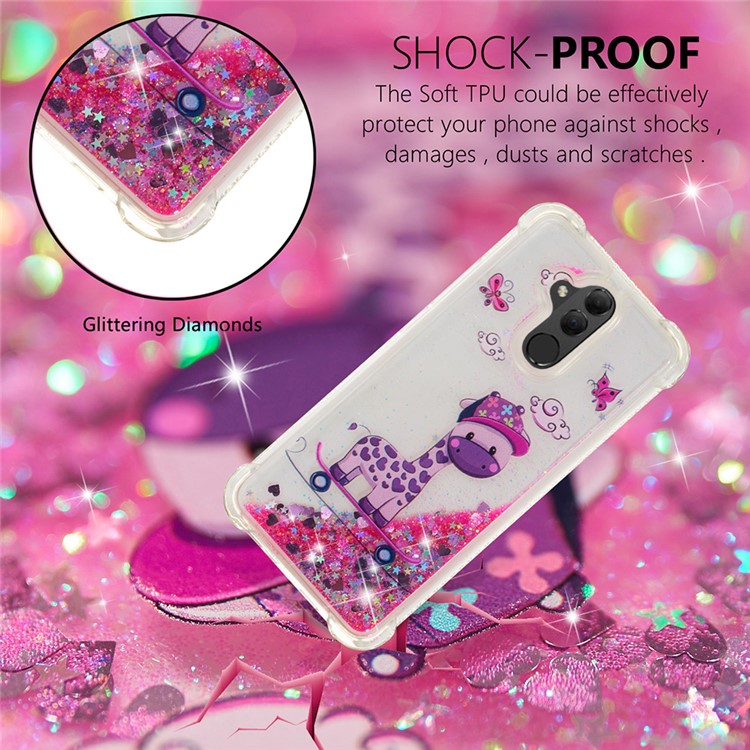 Patterned Quicksand TPU Shockproof Cell Phone Cover for Huawei Mate 20 Lite - Giraffe-4
