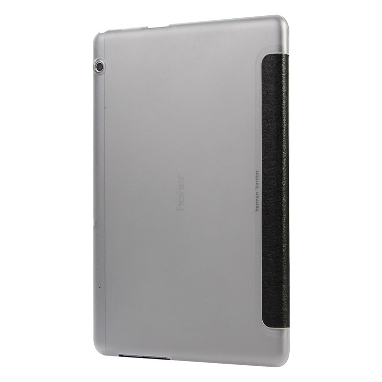 Silk Texture Tri-fold Stand PU Leather Tablet Case for Huawei MediaPad T5 10 - Black-3