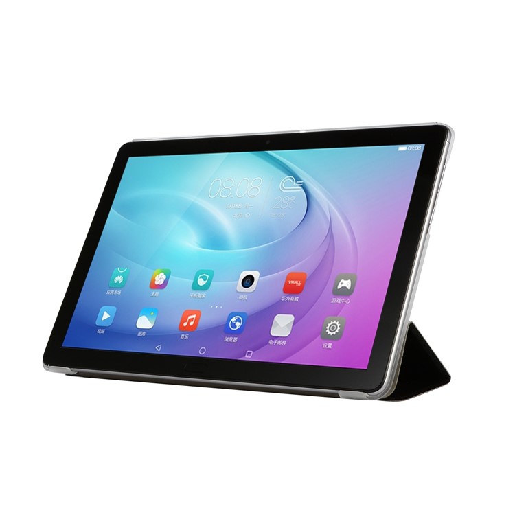 Silk Texture Tri-fold Stand PU Leather Tablet Case for Huawei MediaPad T5 10 - Black-5