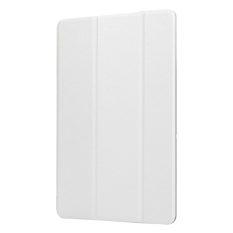 Silk Texture Tri-fold Stand PU Leather Tablet Cover for Huawei MediaPad T5 10 - White-2