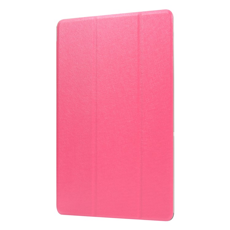 Silk Texture PU Leather Protection Case with Tri-fold Stand for Huawei MediaPad T5 10 - Rose-2