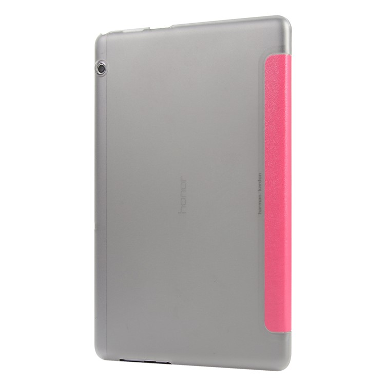 Silk Texture PU Leather Protection Case with Tri-fold Stand for Huawei MediaPad T5 10 - Rose-3