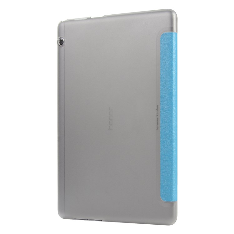Silk Texture Tri-fold Stand PU Leather Case for Huawei MediaPad T5 10 - Baby Blue-3