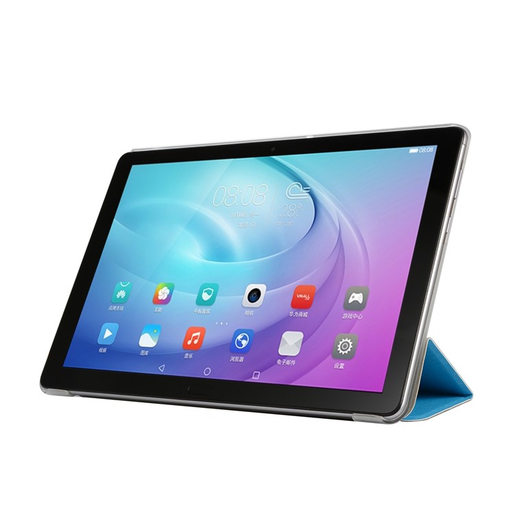 Silk Texture Tri-fold Stand PU Leather Case for Huawei MediaPad T5 10 - Baby Blue-5