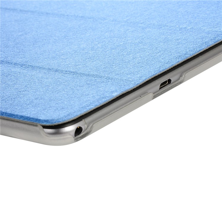 Silk Texture Tri-fold Stand PU Leather Case for Huawei MediaPad T5 10 - Baby Blue-7