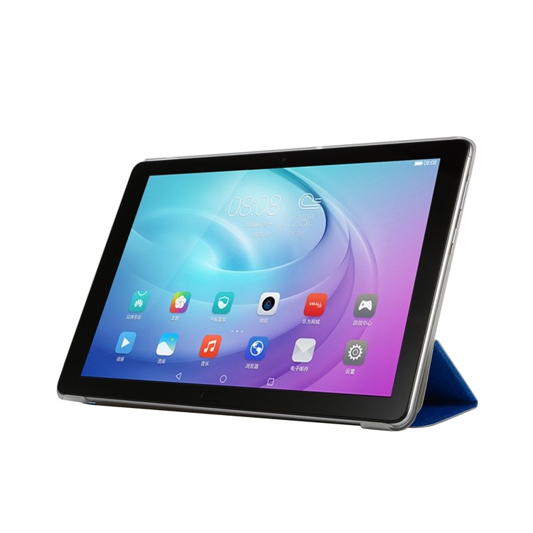 Silk Texture Tri-fold Stand PU Leather Cover for Huawei MediaPad T5 10 - Sky Blue-3